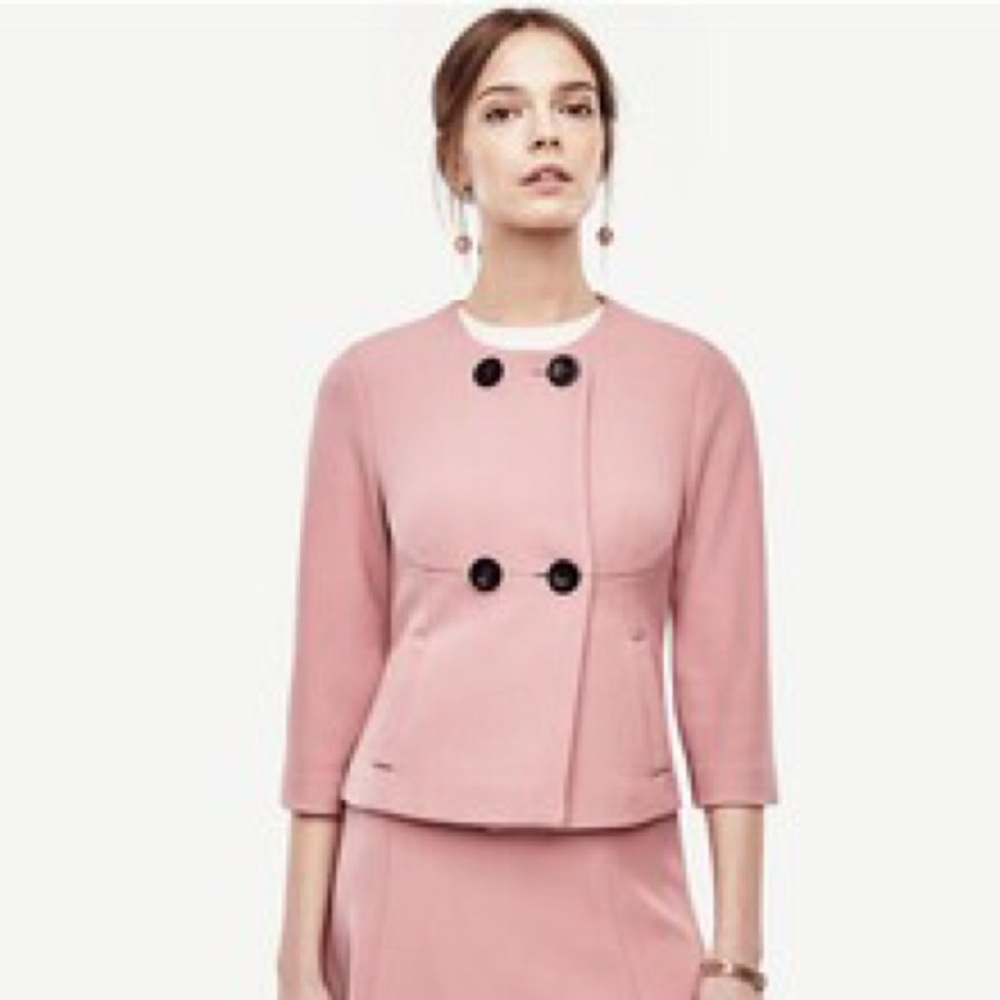NWT Ann Taylor Double Breasted Pink Jacket.